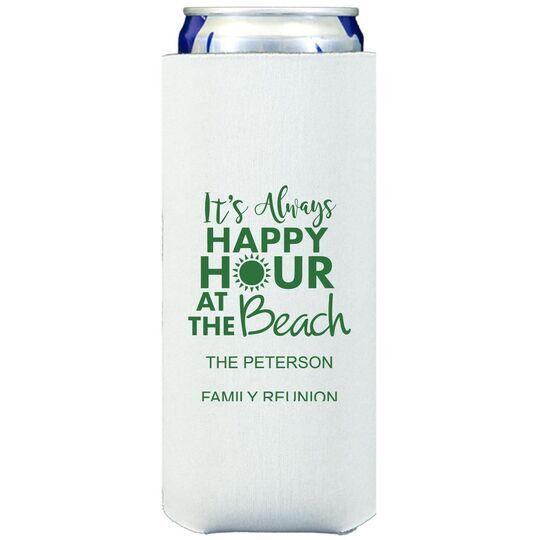 Happy Hour at the Beach Collapsible Slim Koozies